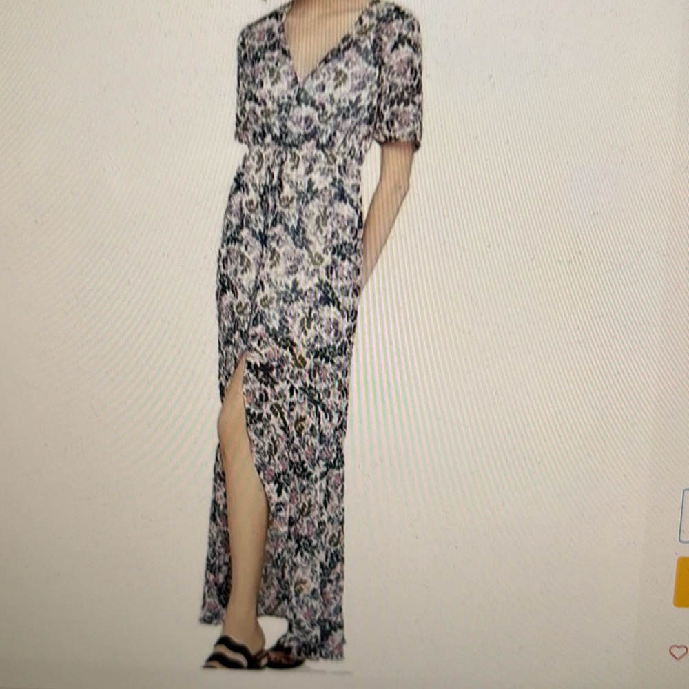BCBGeneration Long Maxi Semi -Sheer Floral Peasant Dress Size M